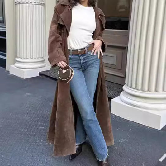 Women's Retro Overcoat Elegant Brown Lace Waist Coats