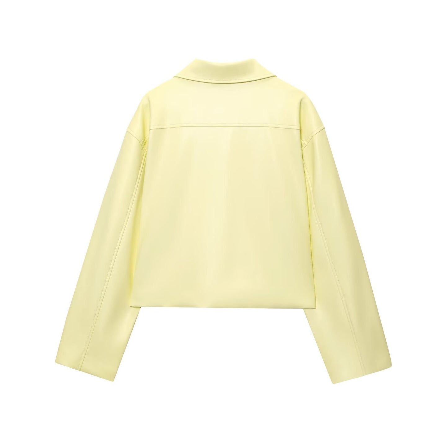 Summer Vintage Cream Lapel Zipper Leather Jackets