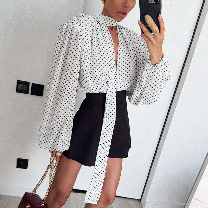 Women's Polka Dot Shirt Design Sense Graceful Blouses