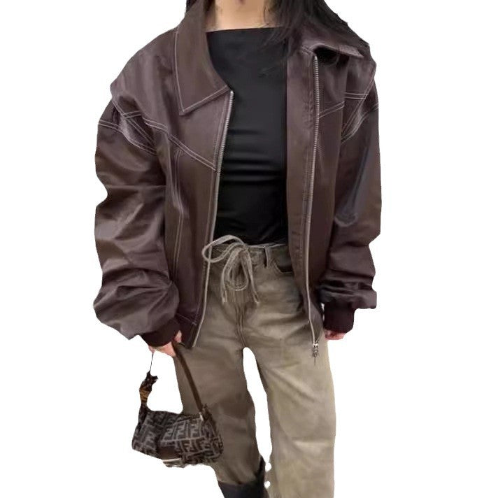 Women's Fashion Loose Lapel Long Sleeves Retro Jackets