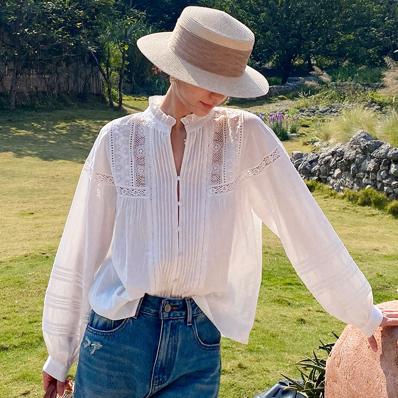 Women's Linen French Shirt Long Sleeve Niche Blouses