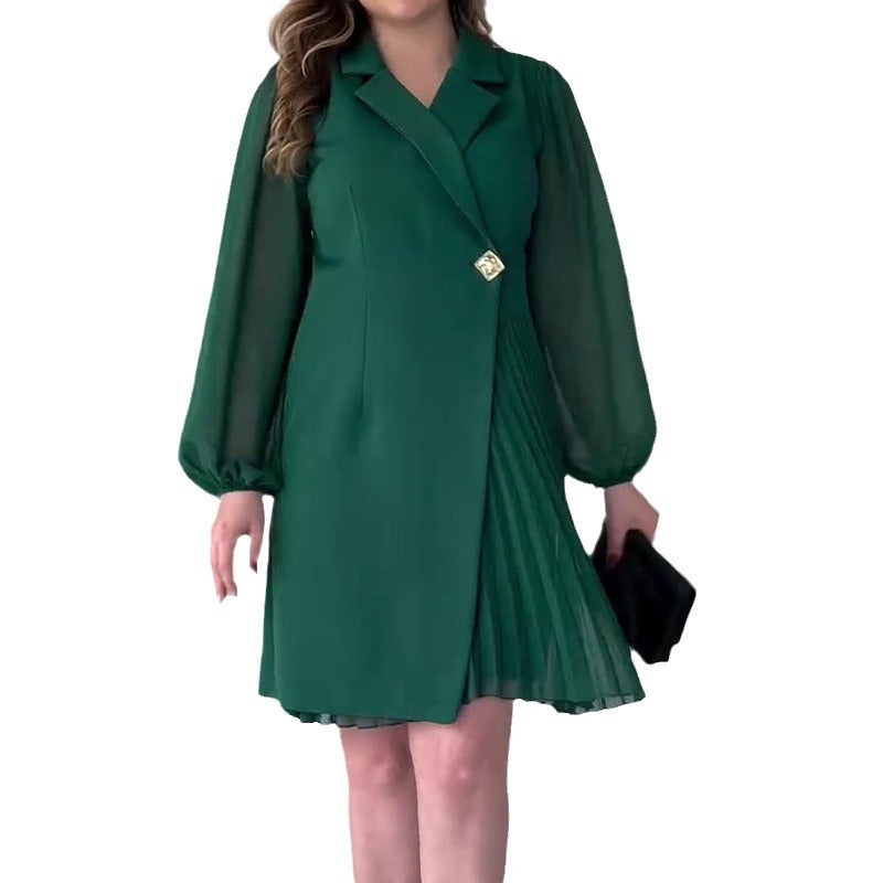 Polo Collar Solid Color High-grade Temperament Dresses