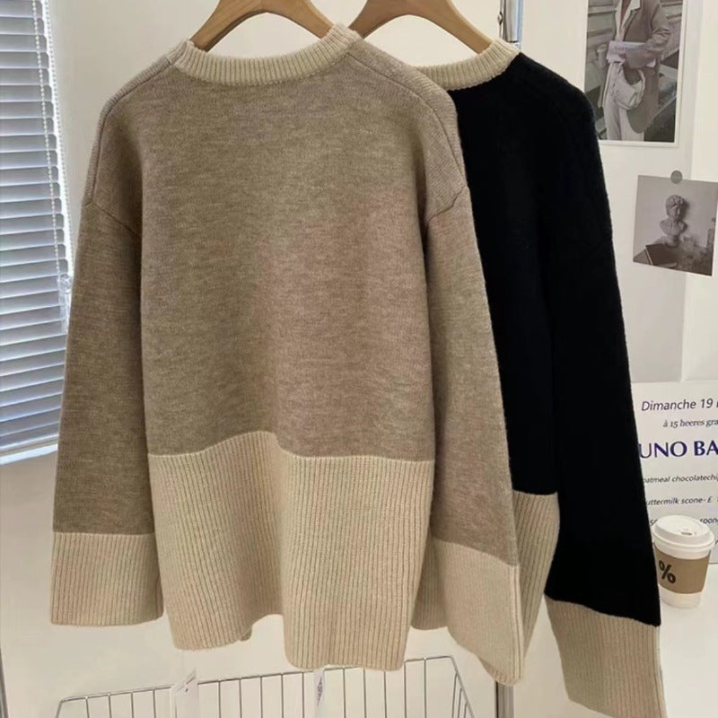 Women's Matching Crew Neck Pullover Large Simple Sweaters