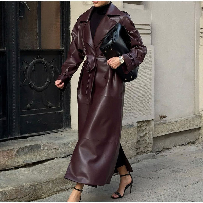 Women's Style High-grade Sheepskin Leather Long Winter Coats