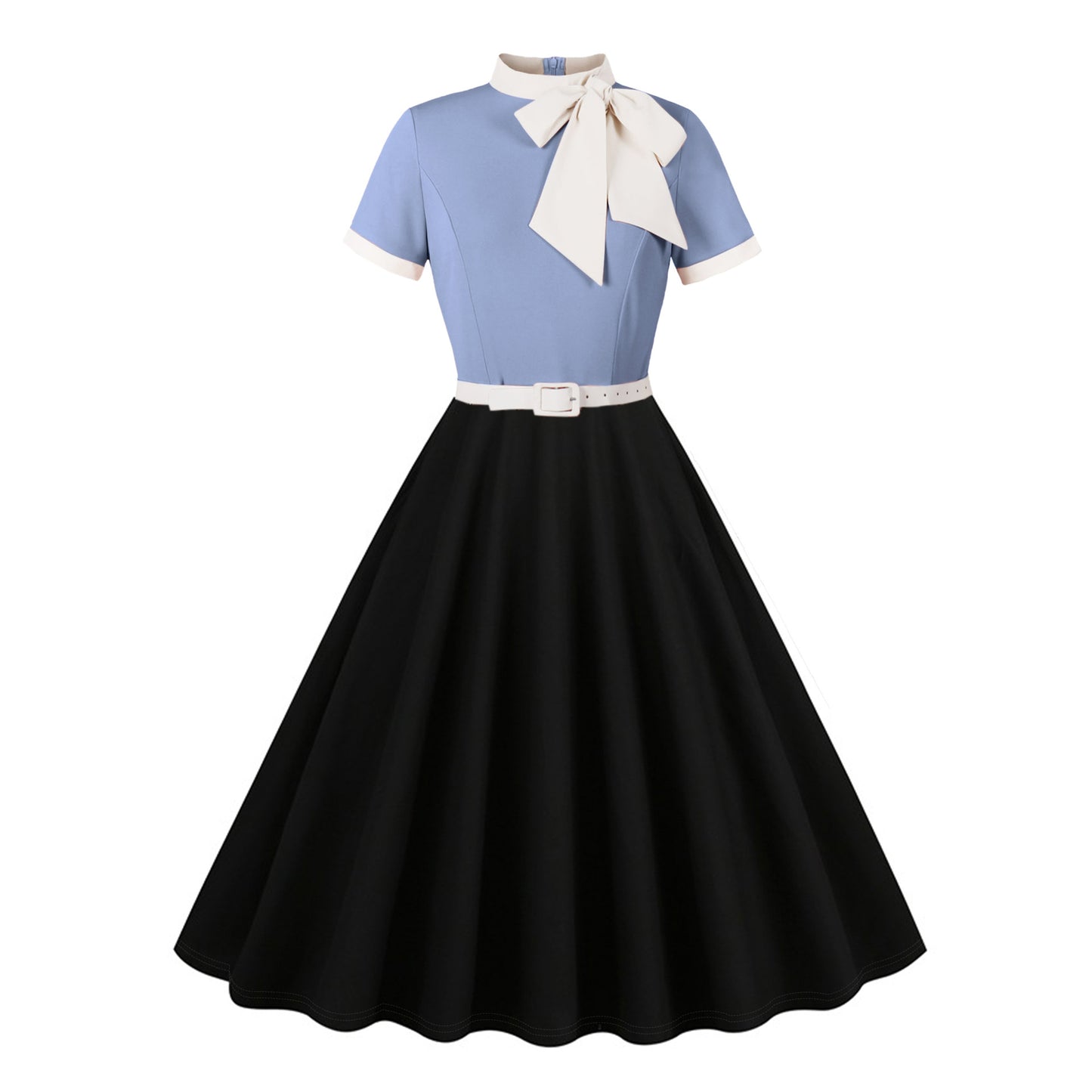 Women's Dress Sleeve Summer Bow Patchwork Elegant Dresses