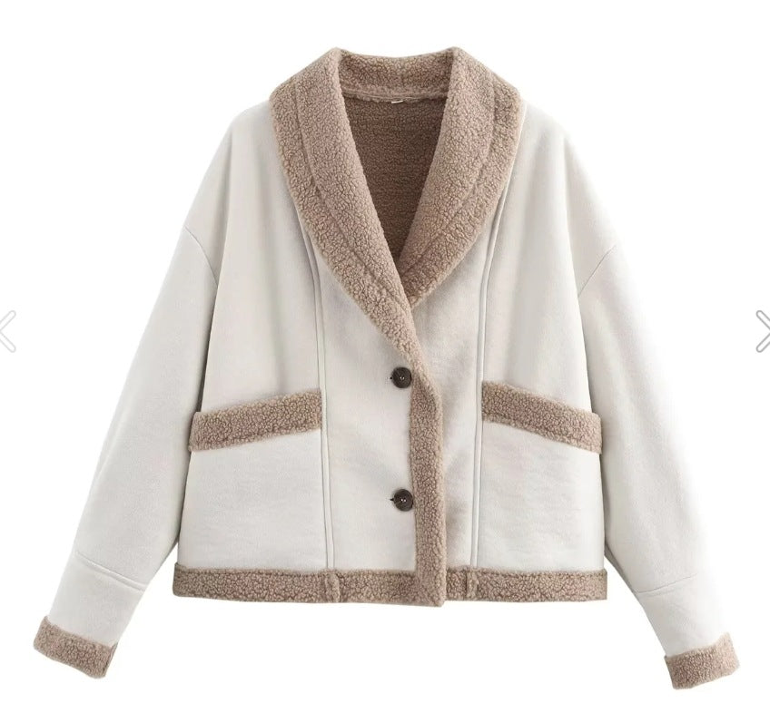 Women's Fur Integrated Turn-down Collar Casual Coats