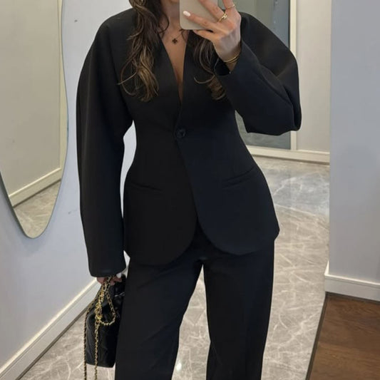 Autumn Elegant Tight Waist Trousers High-grade Blazers
