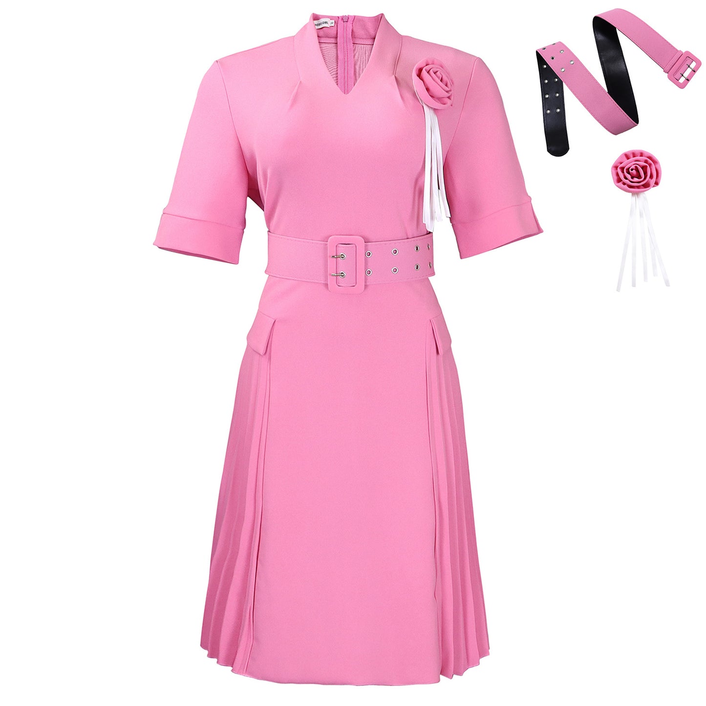 Women's Fashion Temperament Solid Color Pleated High Waist Plus Size