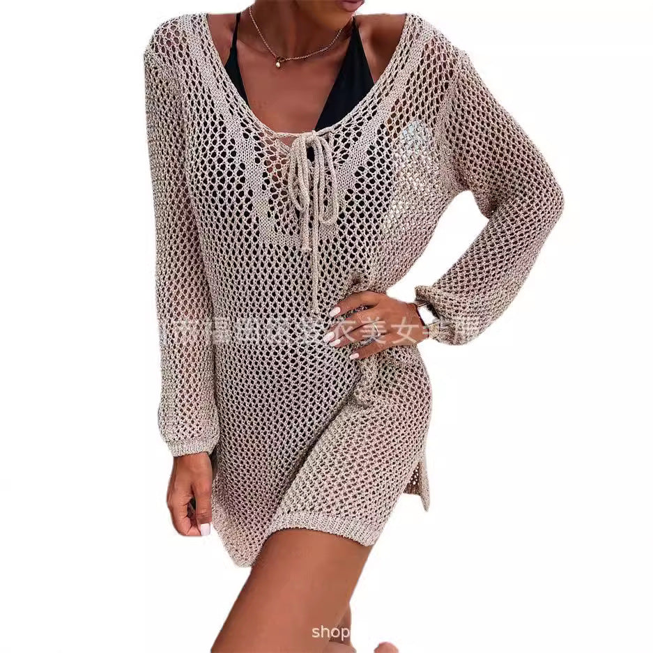 Long Sleeve Sexy Cutout Beach Cover-up Blouses