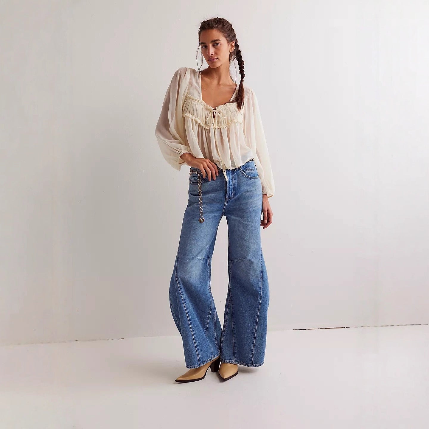 Women's Early Autumn Retro High Waist Wide Jeans