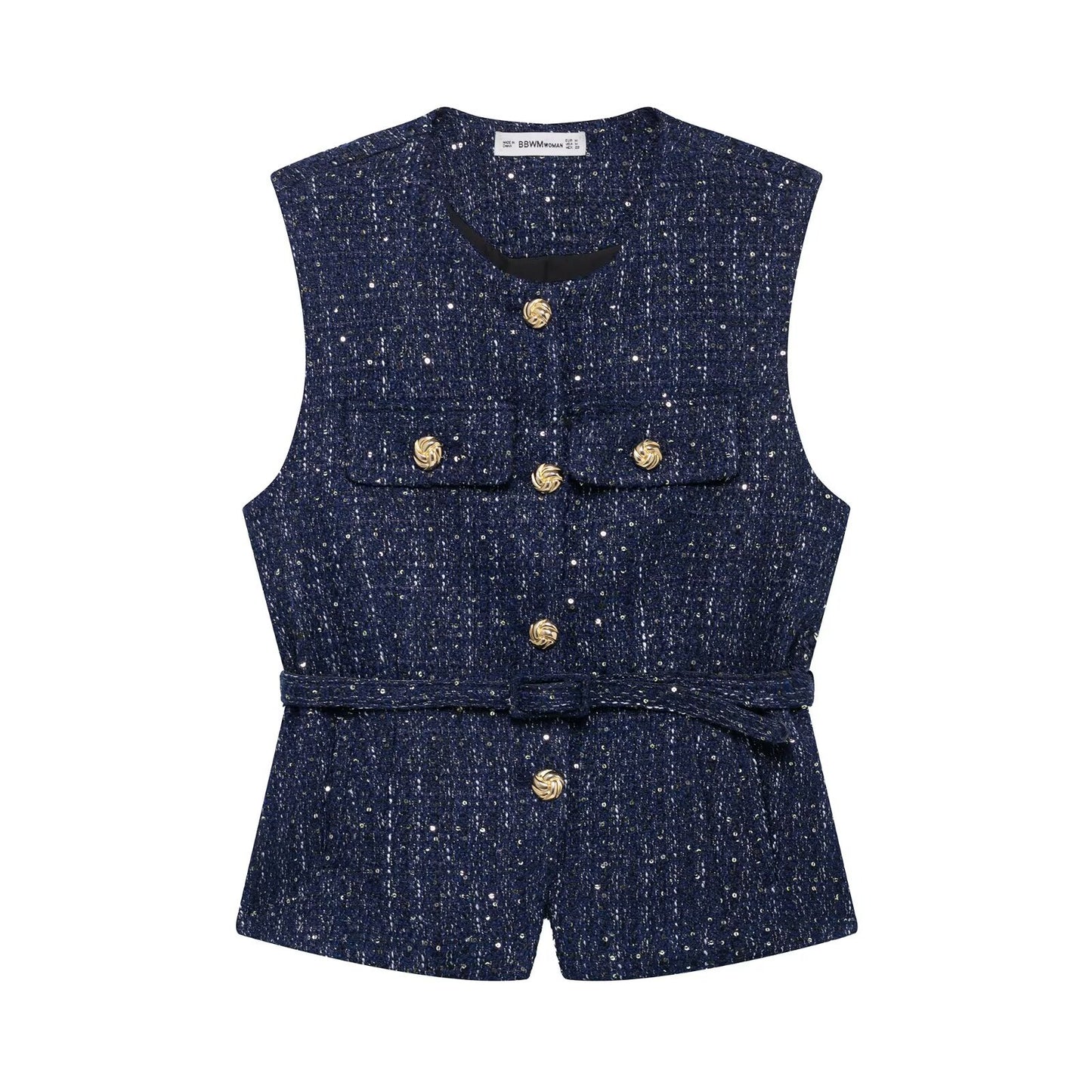 Attractive Spring Waistband Sequin Fashion Three-color Vests