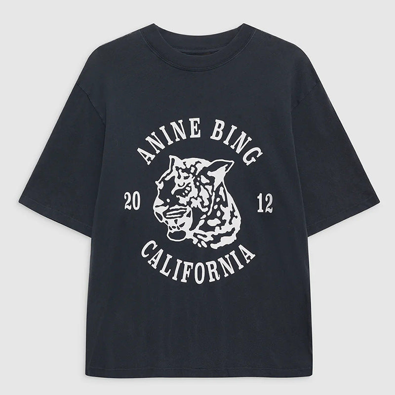 Women's American Niche Tiger Head English Letters Blouses