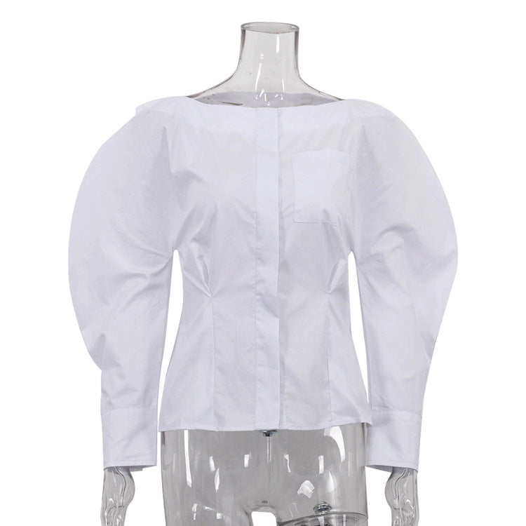 Women's White Shirt Niche Cross Design Long Sleeve Cardigans