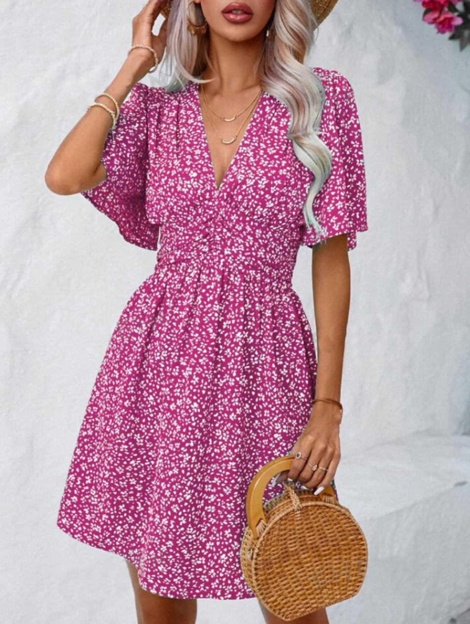 Summer Ruffle Sleeve Smocking Small Floral Dresses