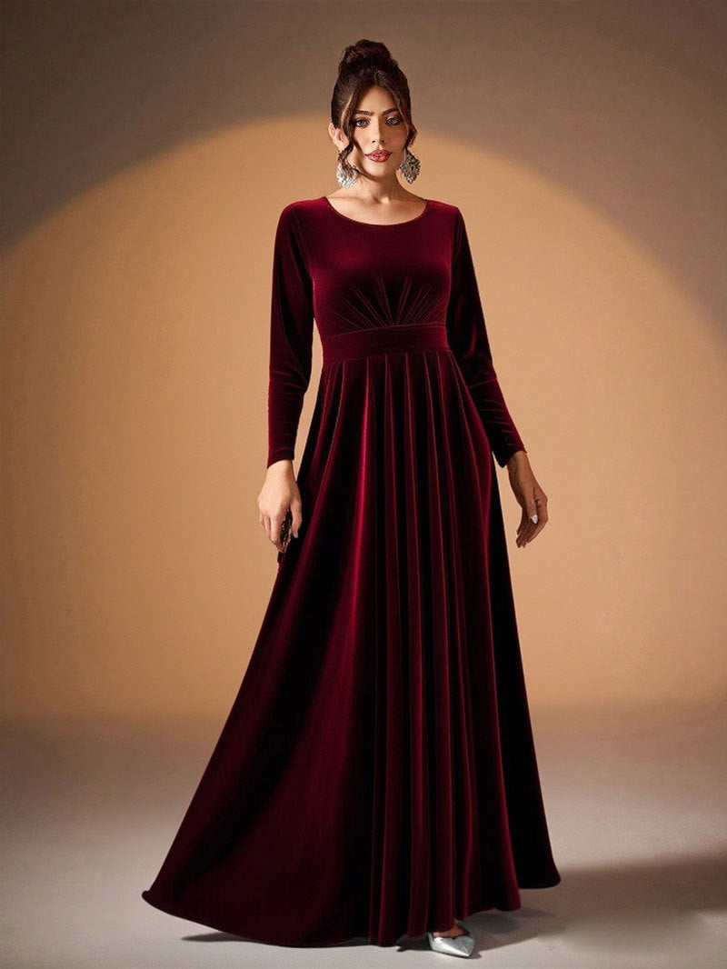 Fashion Attractive Women's Long Sleeve Pleated Dress