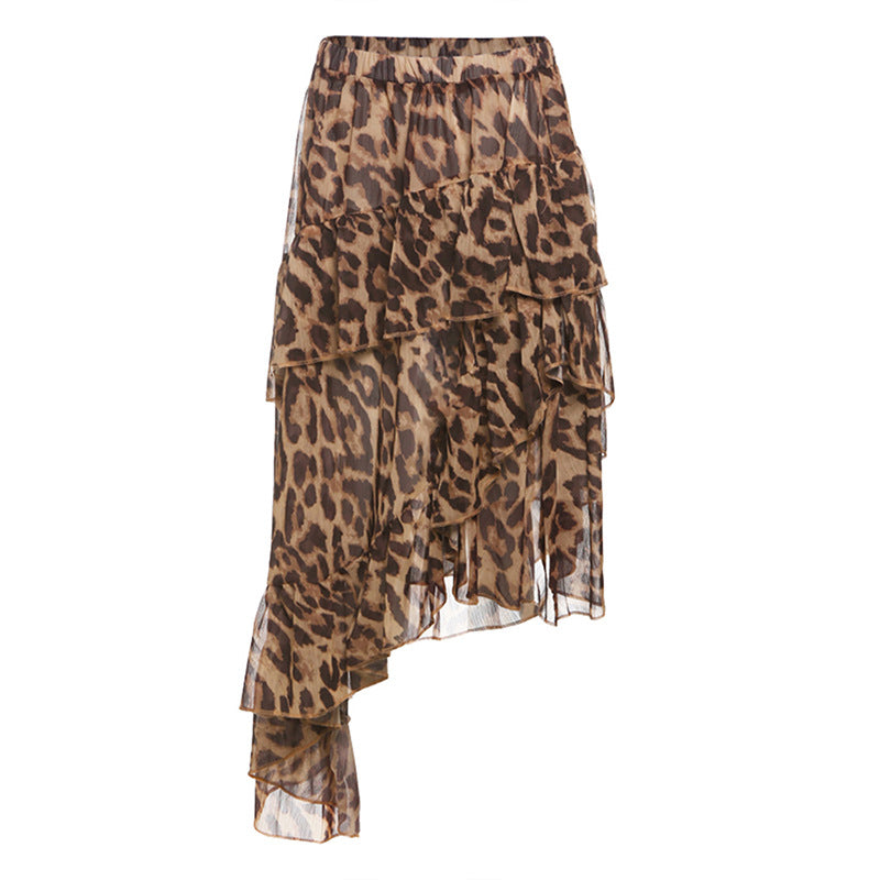 Women's Summer Street Fashion Leopard Print High Skirts