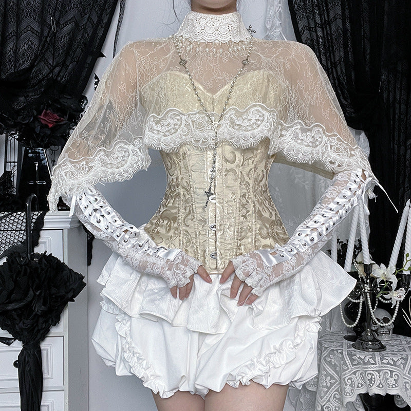 Women's Stand Collar Cape Gothic Style Pure Blouses