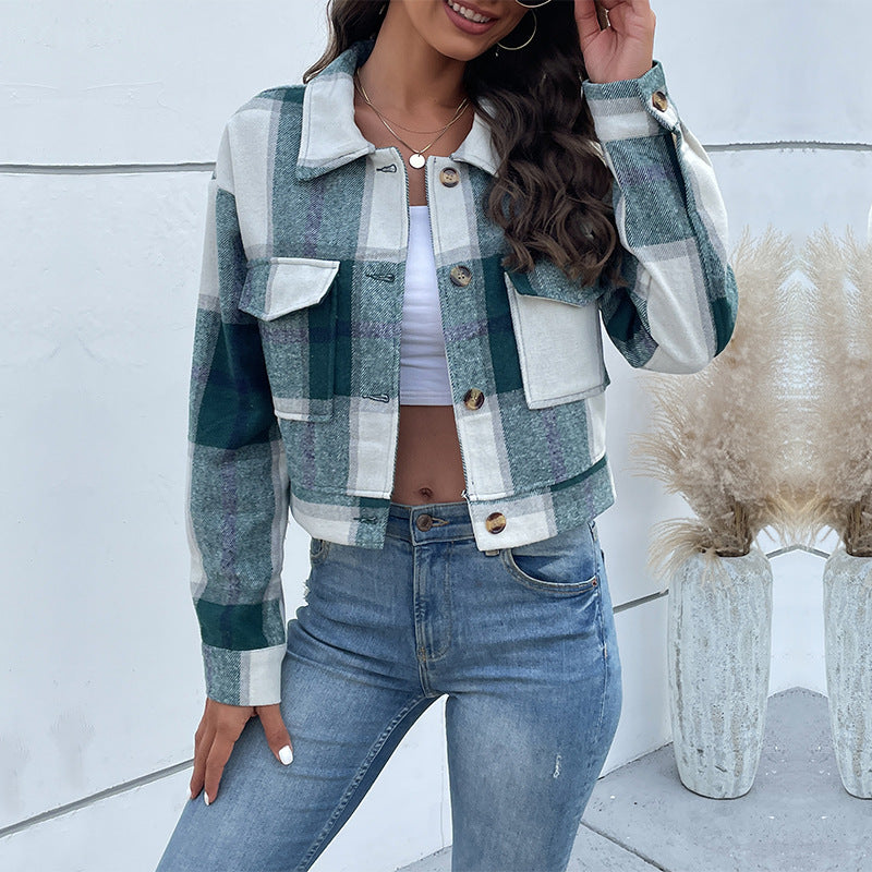 Women's Pretty Classic Plaid Shirt Retro Jackets