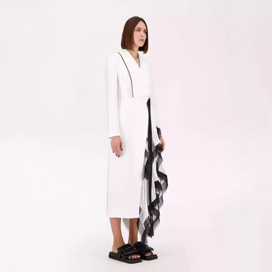 Women's Niche Dress Asymmetric Pleated Loose Mouth Blazers