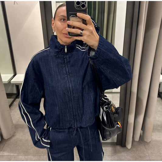 Women's Early Spring Fashion Casual Patchwork Striped Jackets