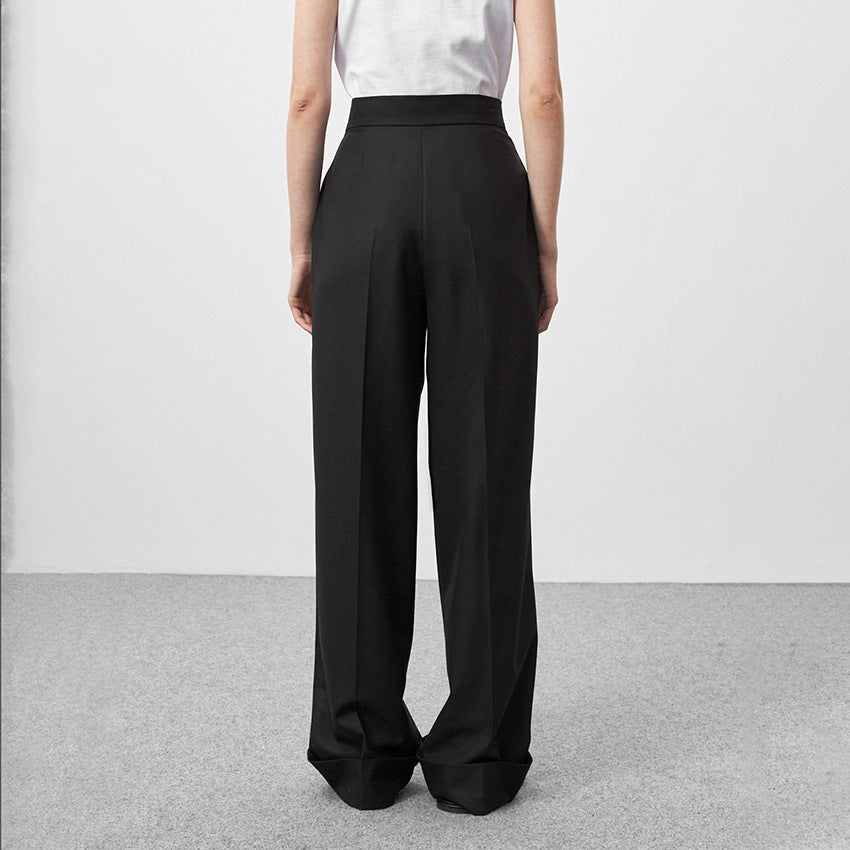 Women's Black Mopping Loose High Waist Commuter Suits