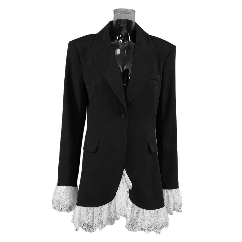 Women's Black Elegant Workplace Loose Profile Small Jackets