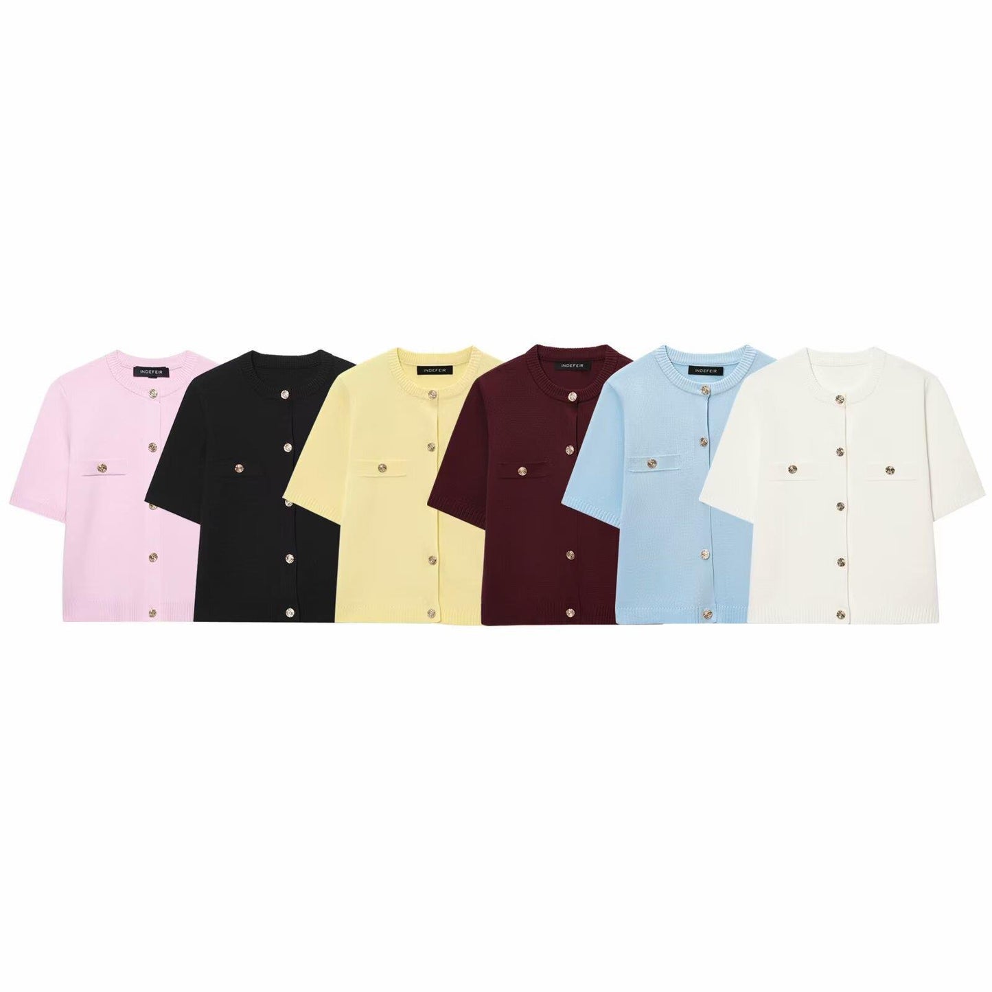 Women's Sleeve Button Summer Round Bow Tie Knitwear