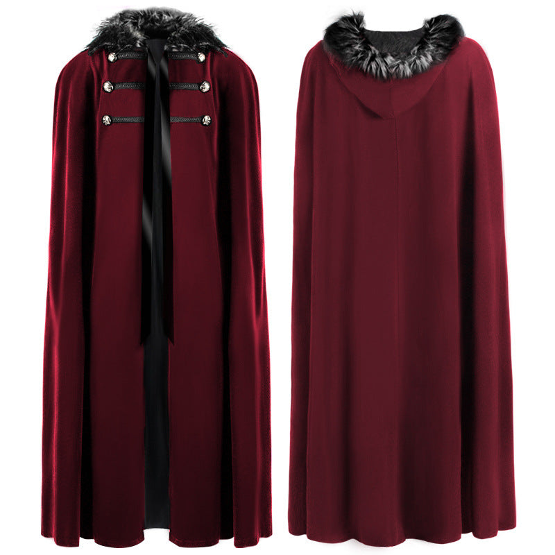 Woolen Solid Color Cloak Collar Performance Coats