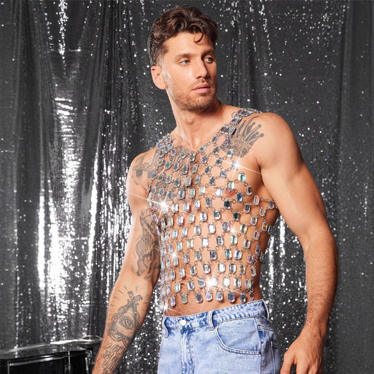 Men's Heavy Metal Style Gem Music Festival Clothing