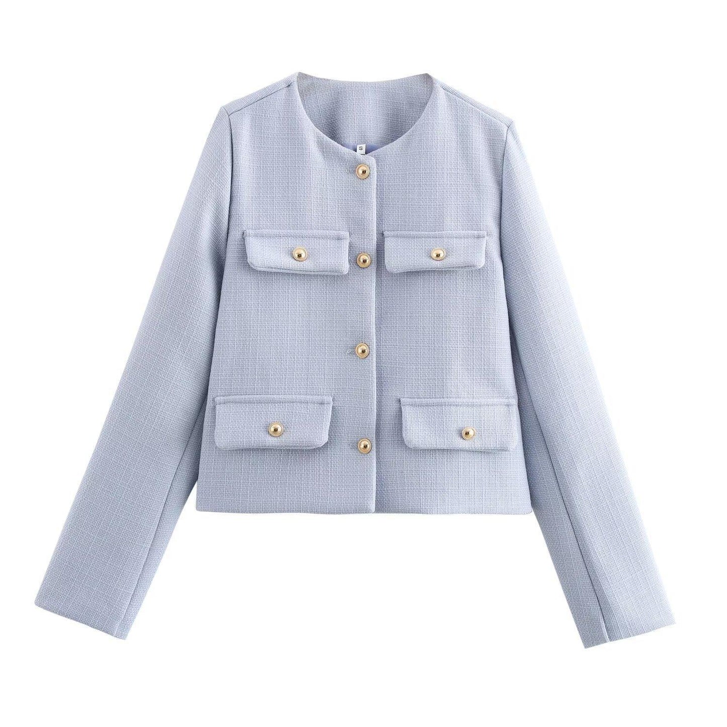 Women's Long-sleeved Pocket Round Bow Tie Autumn Blazers