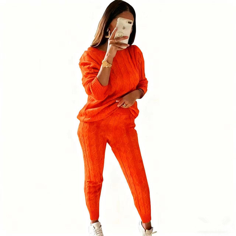 Charming Women's Pajamas Fashion Solid Color Sweater
