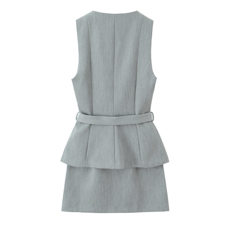 Women's Fashion Temperament Twinset Effect Crepe Dress Dresses