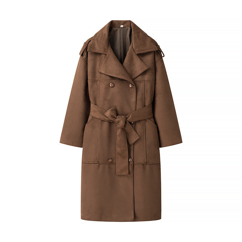 Women's Spring Graceful Fashionable Suede Texture Long Jackets