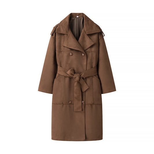 Women's Spring Graceful Fashionable Suede Texture Long Jackets