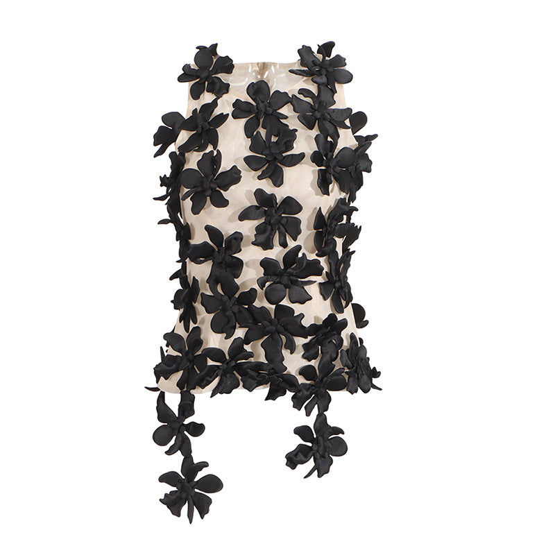 Women's Niche Sexy Three-dimensional Flower Collage Design Tops