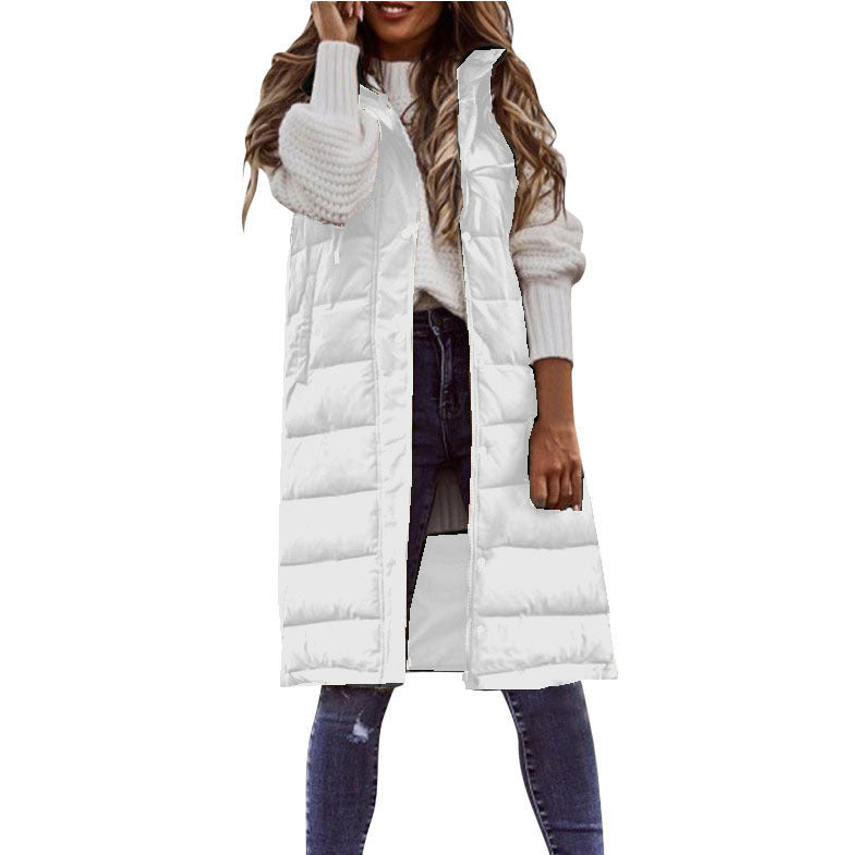 Women's Color Hooded Slim Fit Elegance Sleeveless Coats