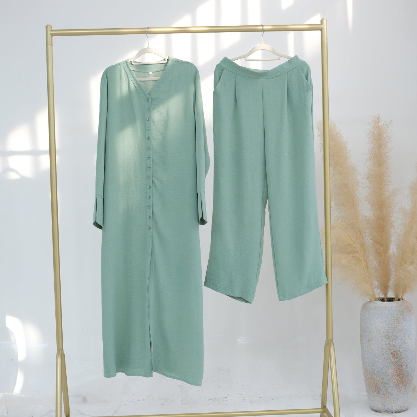Turkey Solid Color Buckle Two-piece Set Dresses