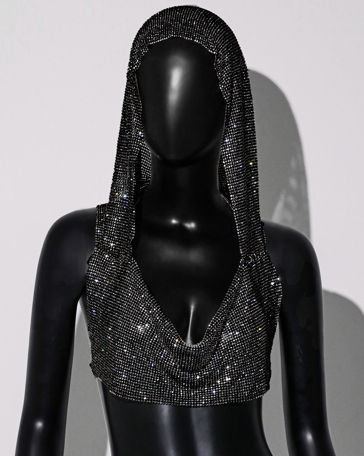 Women's Metal Sequins Hooded Street Hot Sexy Tops