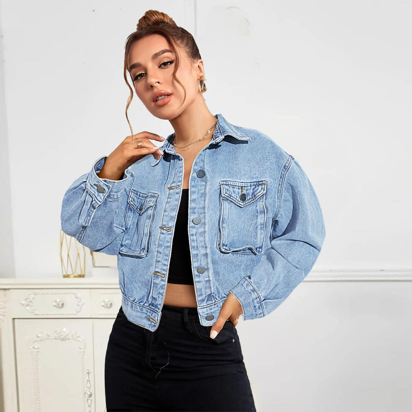 Women's Traceable Denim Casual Solid Color For Jackets