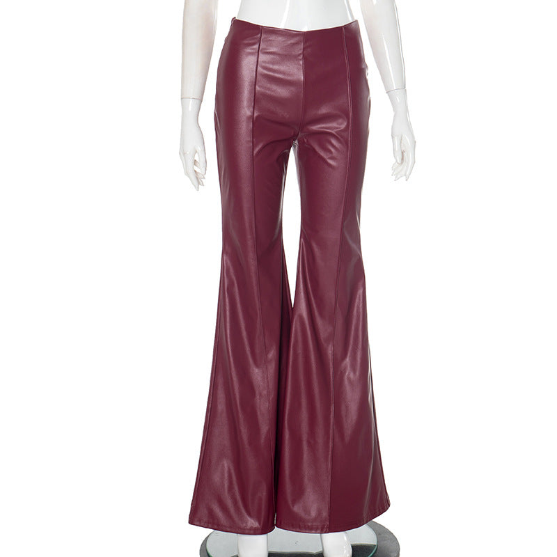 Women's Winter High Waist Light Sense Leather Pants