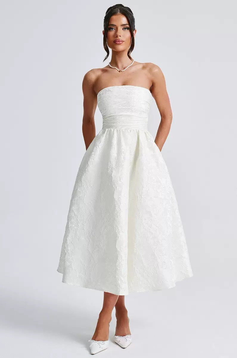 Dress Senior Elegant Jacquard Sleeveless Backless Dresses