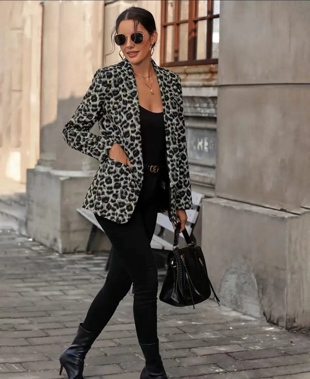 Fashion Trend Leopard Print Temperament Commute Coats