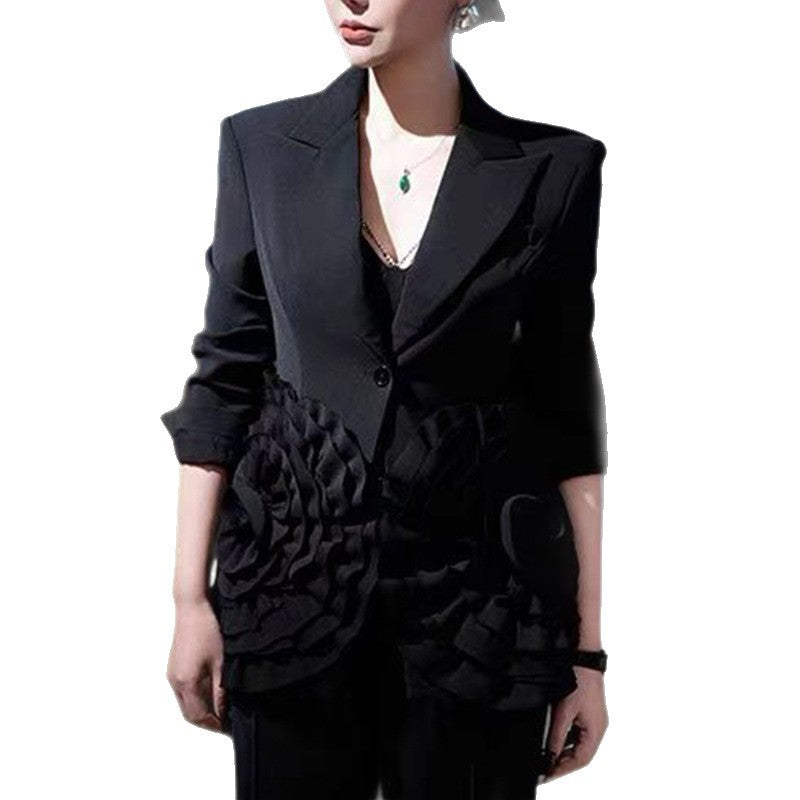 Elegant Three-dimensional Flower Autumn High-grade Design Blazers