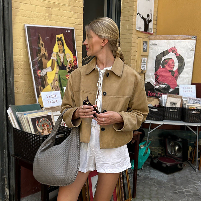 Women's Suede Elegant Slim Fit Peter Pan Shorts