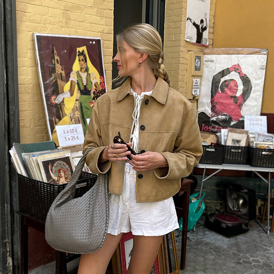 Women's Suede Elegant Slim Fit Peter Pan Shorts