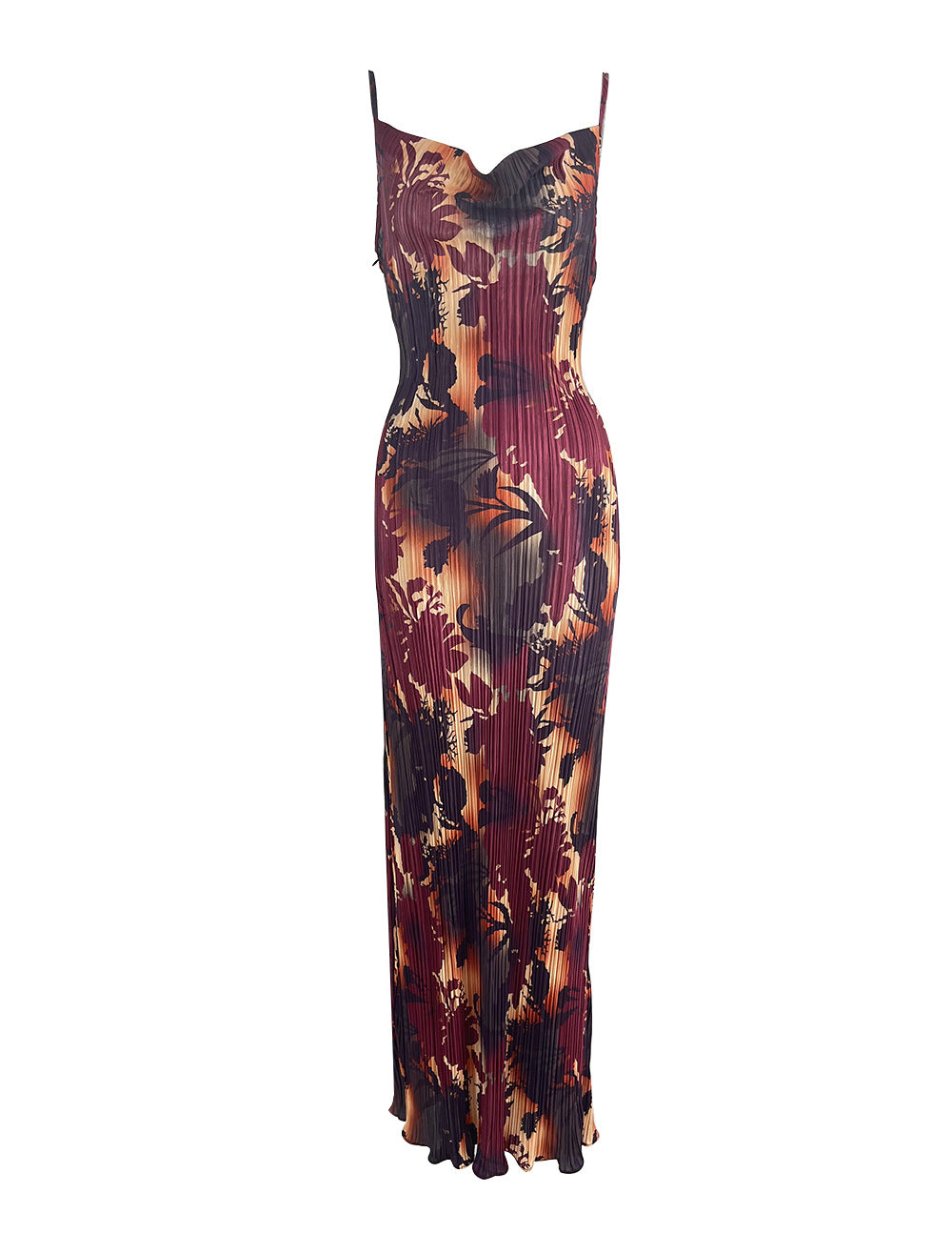 Spring Russian Printed Pleated Slim Fit Slimming Dresses