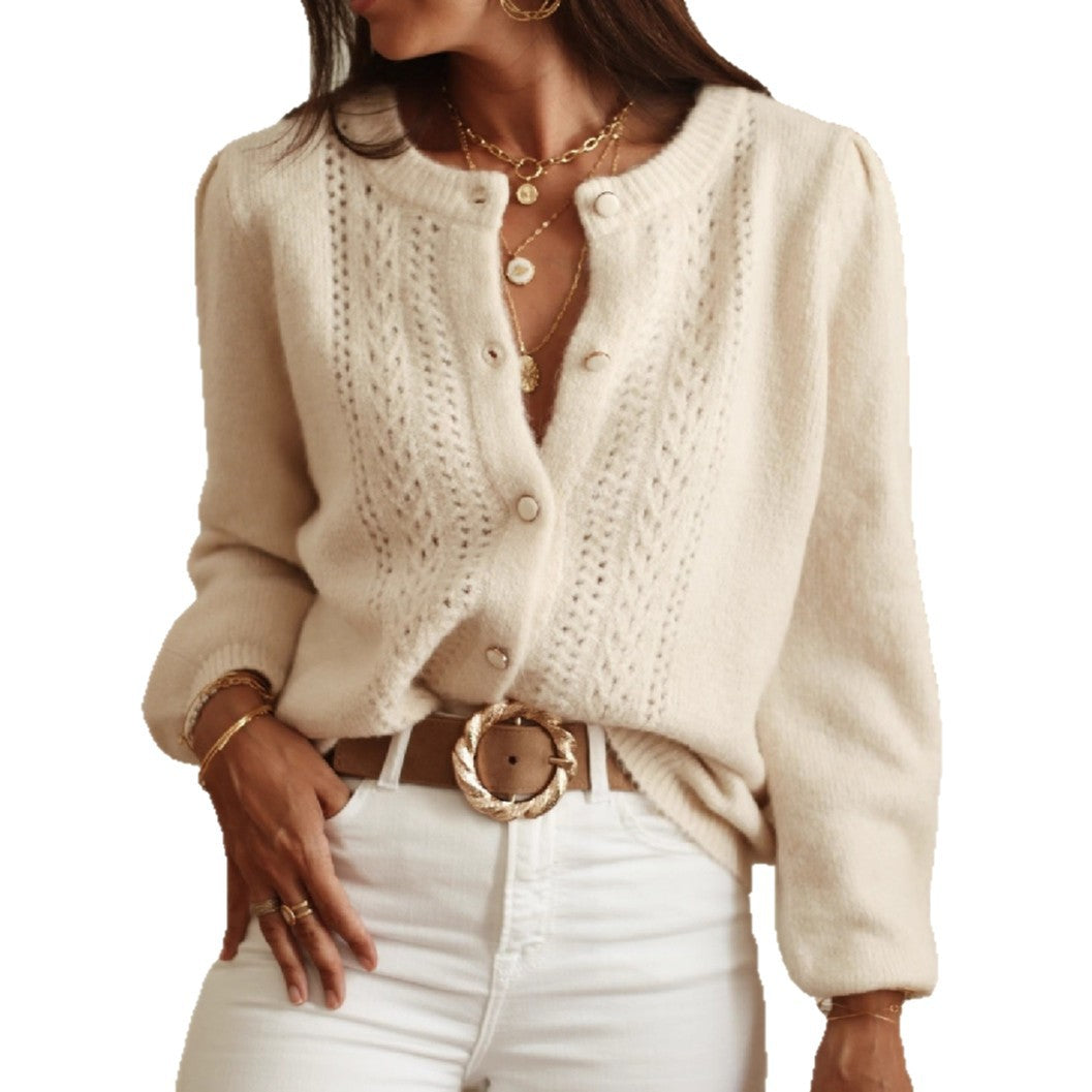 Women's Solid Color Knitted Crocheted Hollow Out Long Sweaters