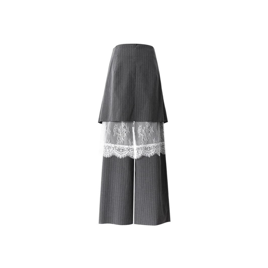 Personalized Design Three-piece Autumn Lace Patchwork Stripes Pants