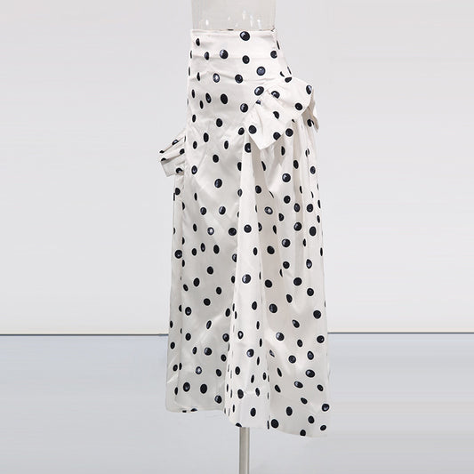 French Elegant Ruffled Stitching Polka Dot Skirts