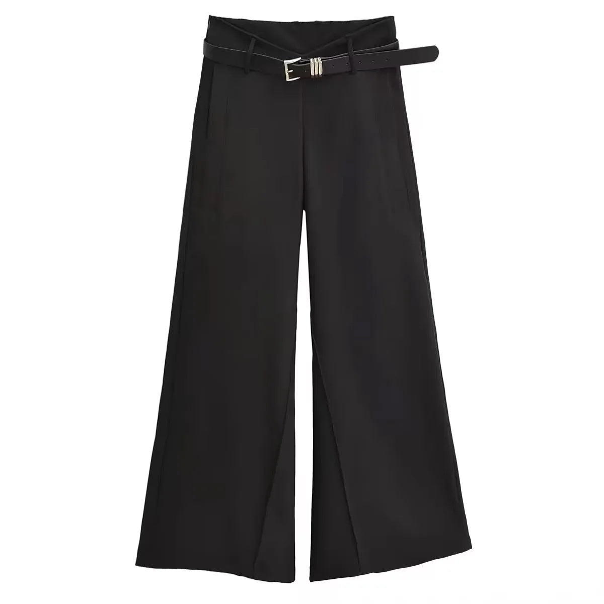 Women's Black V-shaped Low Waist Casual Legs Of Trousers Pants